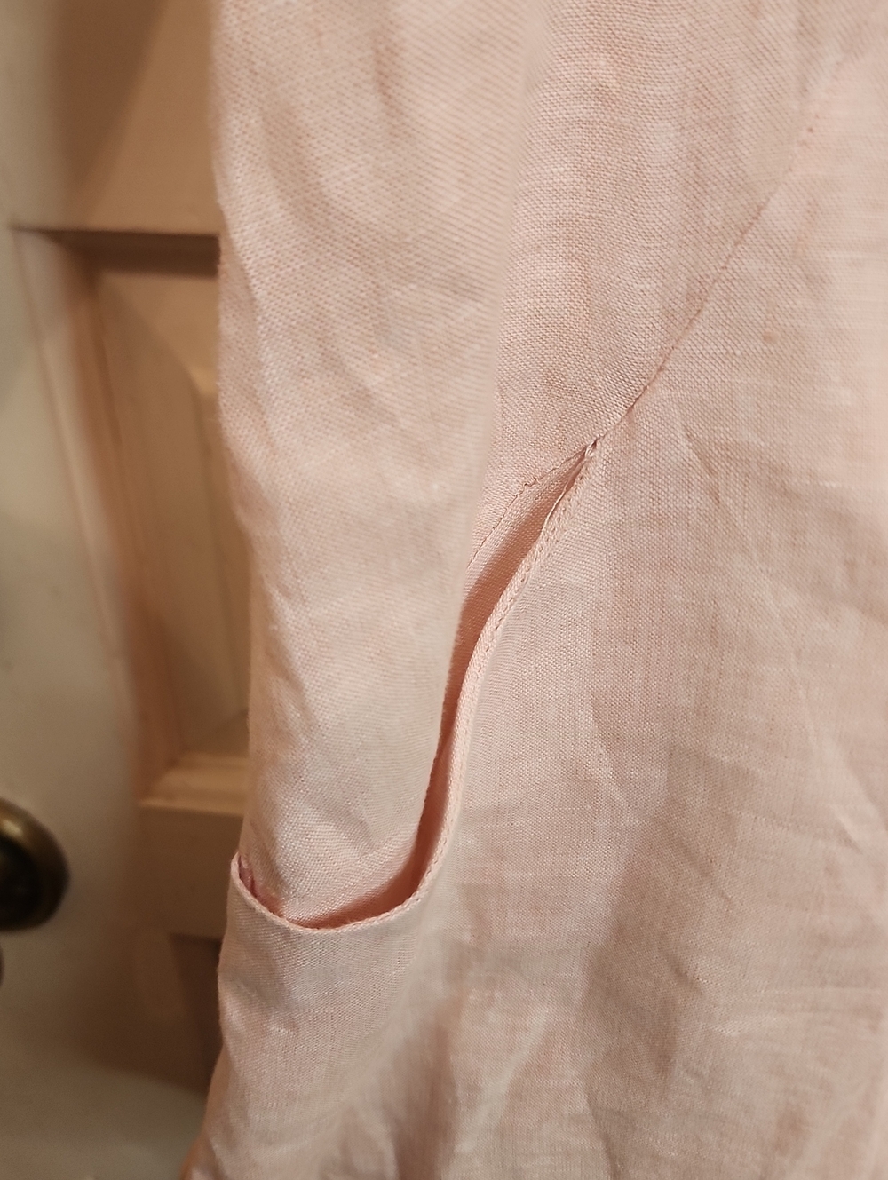 SIGRID OLSEN 100% Linen Light Pink/Peach Vneck Women's Button-FrontTop - Picture 5 of 15